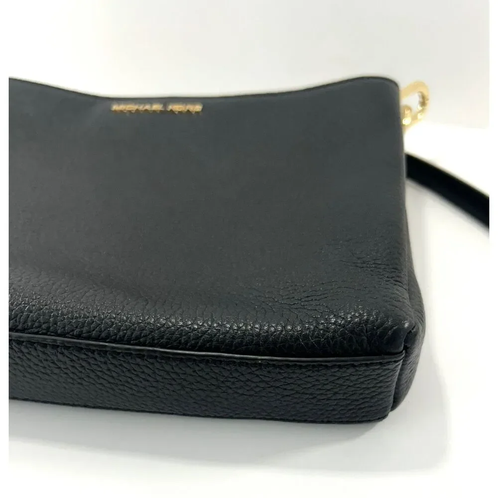 Michael Kors Trisha Medium Pebbled Leather Crossbody Bag Black 35H1G9TC8L